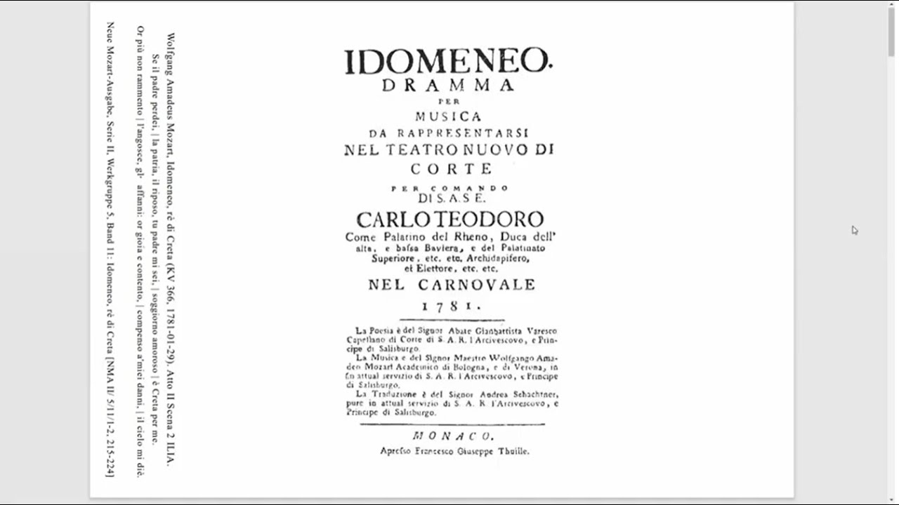 モーツァルトの管弦楽法と美しい歌声に魅了されました！オペラ Idomeneo アリア Se il padre perdei, KV 366 |  KF-Schola